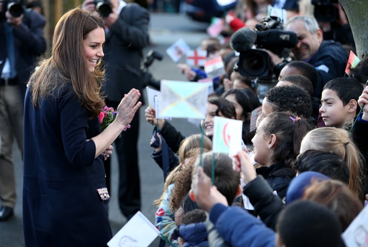 Kate Waved to the Students, Giving Us a View of Her Dress From Behind ...