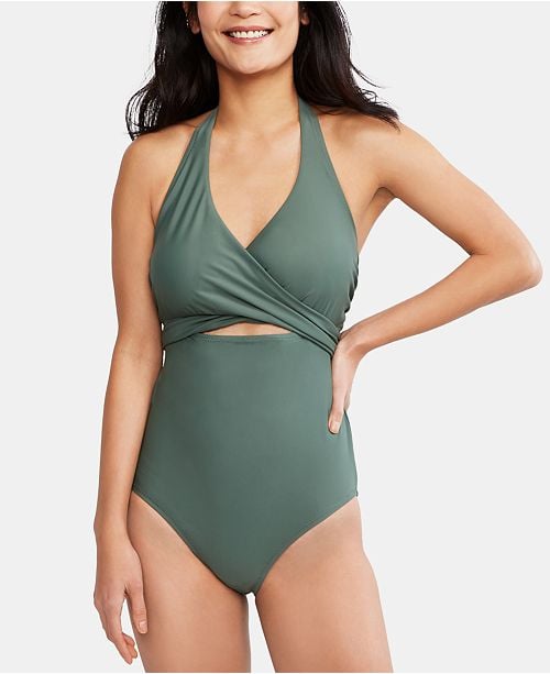 A Pea in the Pod Maternity Wrap One-Piece Nursing Swimsuit