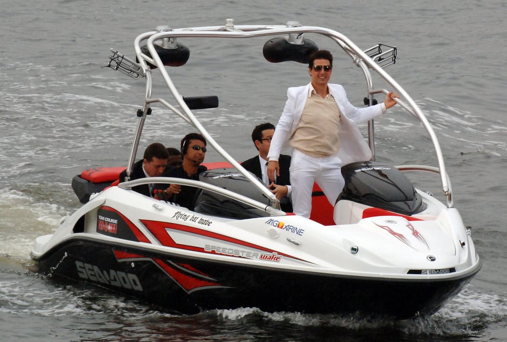 Tom Cruise took a boat right up to the Mission: Impossible III Tokyo premiere in June 2006.