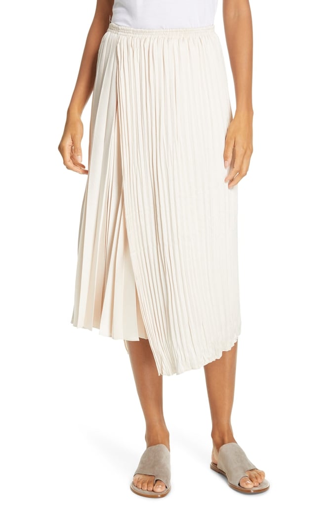 Vince Mixed Pleat Wrap Midi Skirt