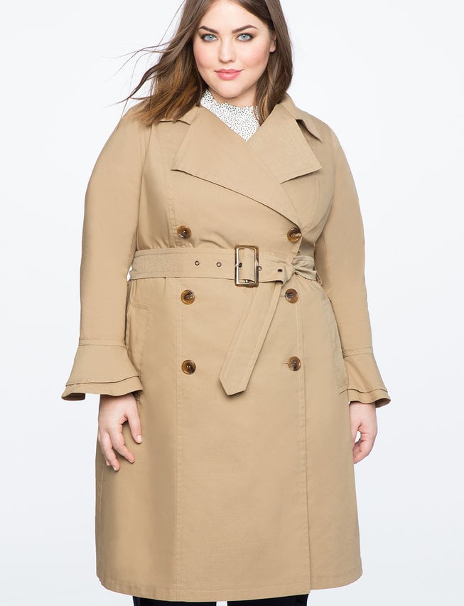 Eloquii Ruffle Sleeve Trench Coat