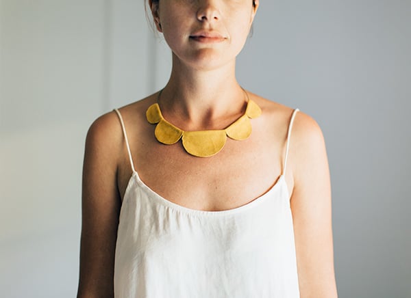 Scalloped Leather Necklace