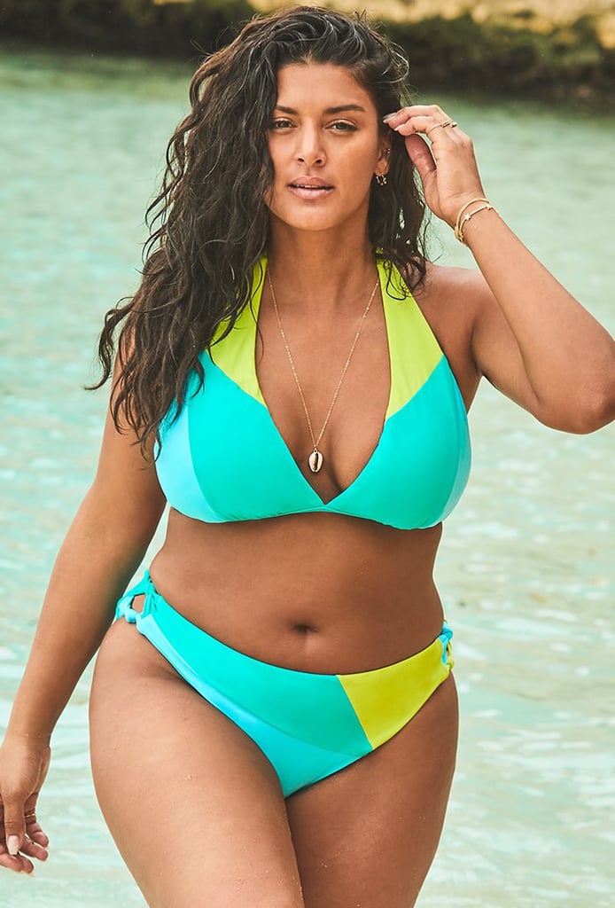 Swimsuits For All Romancer Turquoise Colorblock Triangle Bikini