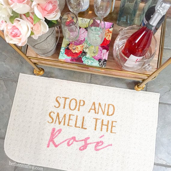 Stop and Smell the Rosé Kitchen Mat