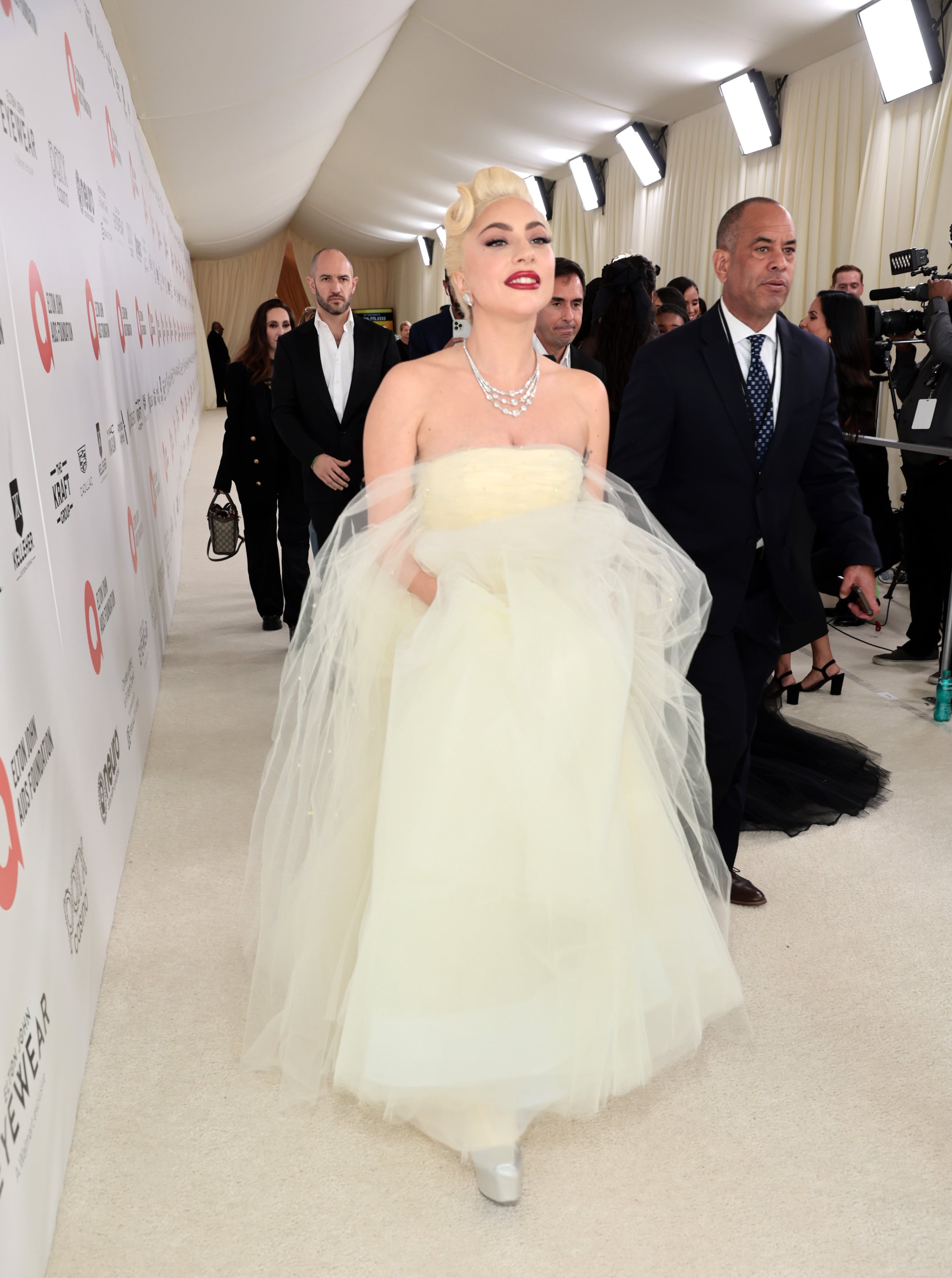 Lady Gaga's Yellow Gown at Oscars Viewing Party 2022 | PS Fashion