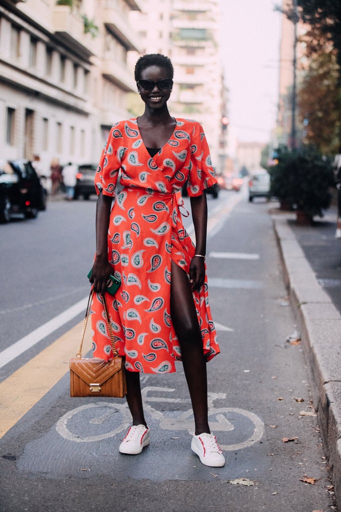 summer dress with trainers