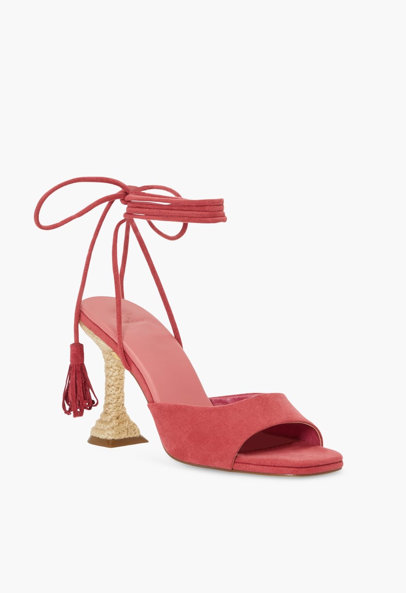 Ayesha Curry x JustFab Toni Ankle-Wrap Heeled Sandals in Dry Rose