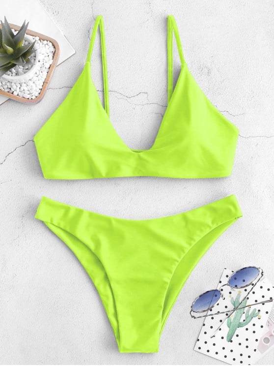 Zaful Tie Bralette Bikini Set