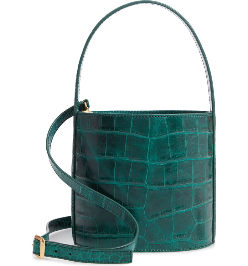 Staud Bissett Croc Embossed Leather Bucket Bag