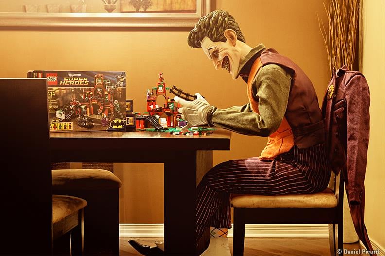 The Joker knows putting together a Lego set is hard work.