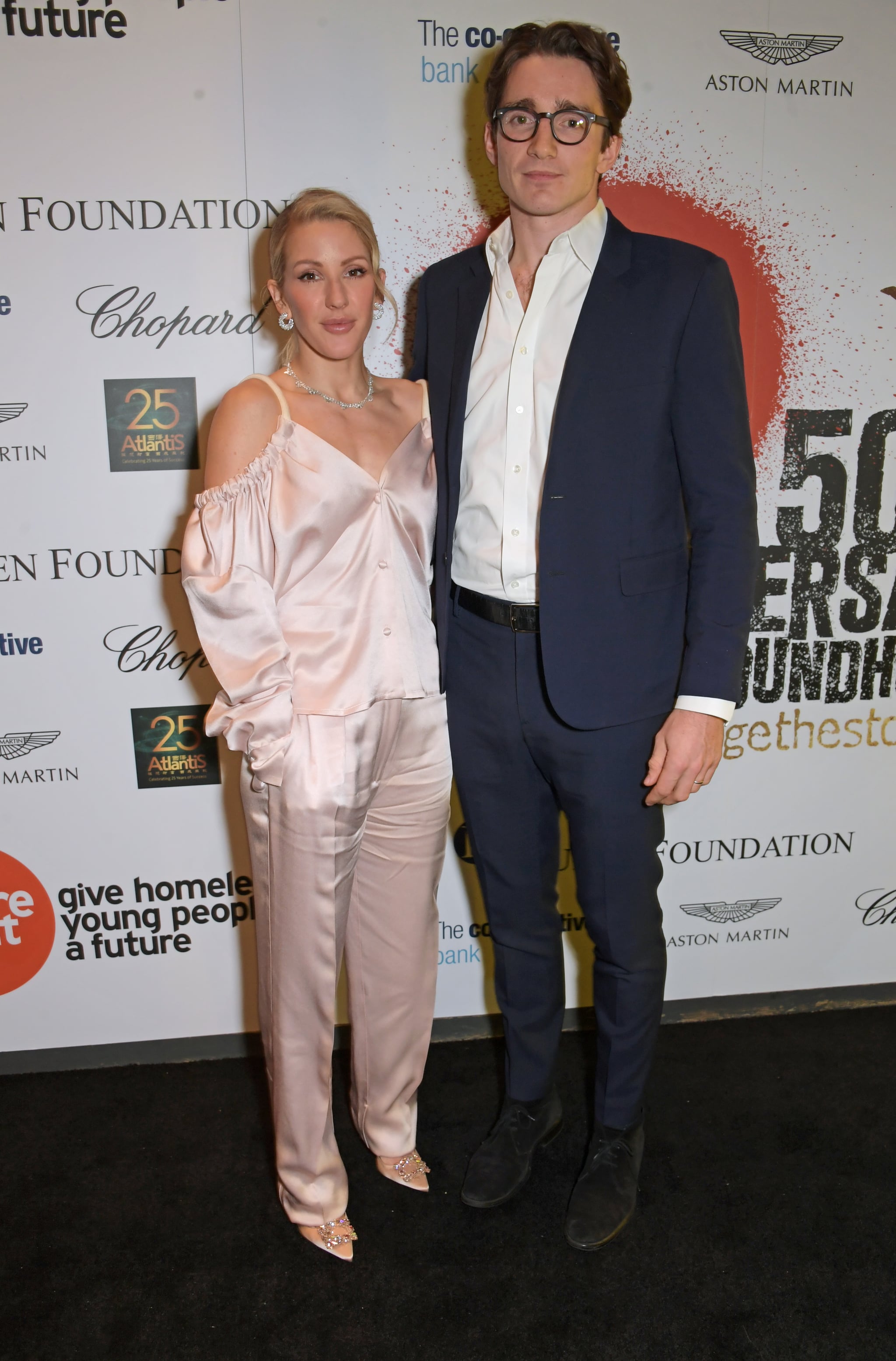 LONDON, ENGLAND - NOVEMBER 13:   Ellie Goulding and Caspar Jopling join Patron of Centrepoint, HRH The Duke of Cambridge, young people supported by Centrepoint, and the charity's staff, ambassadors and supporters to mark the charity's 50 years of tackling youth homelessness, at The Roundhouse on November 13, 2019 in London, England. Duran Duran, Rita Ora and Hussain Manawer all performed at the gala.  (Photo by David M. Benett/Dave Benett/Getty Images for Centrepoint)