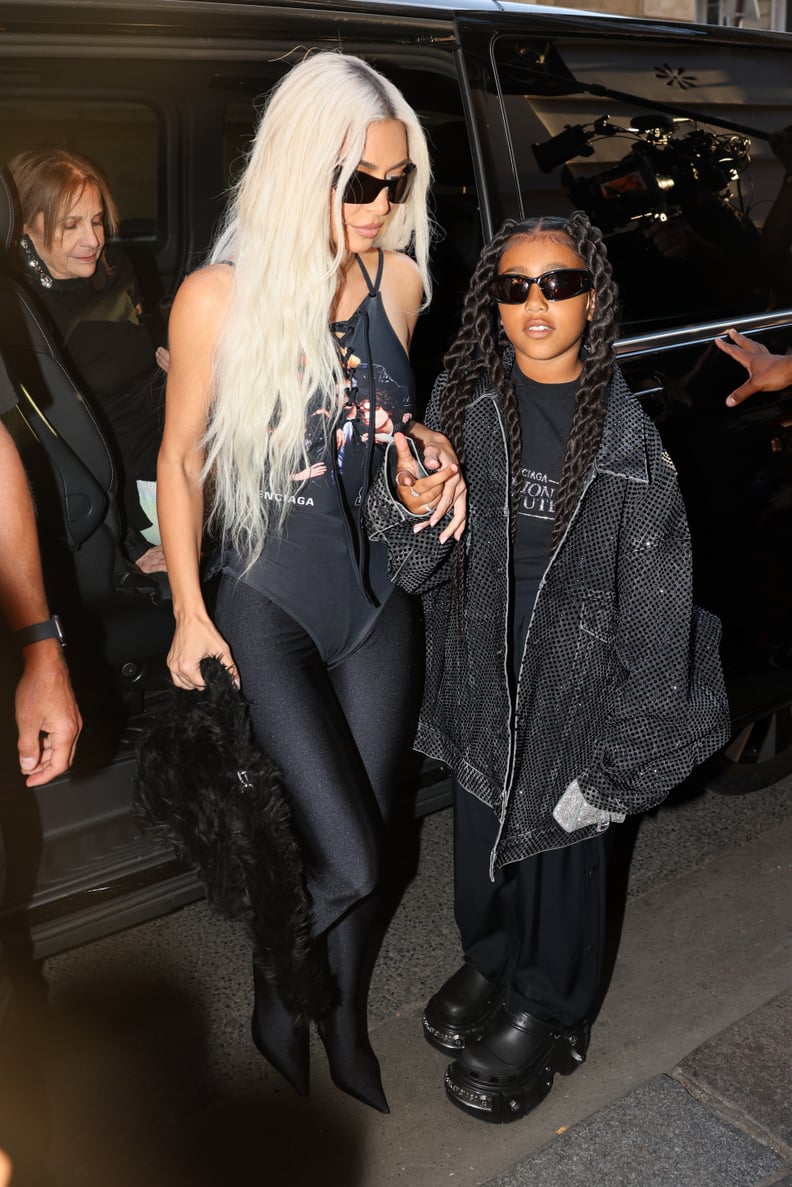 North West and Kim Kardashian in Balenciaga During Paris Couture Fashion Week