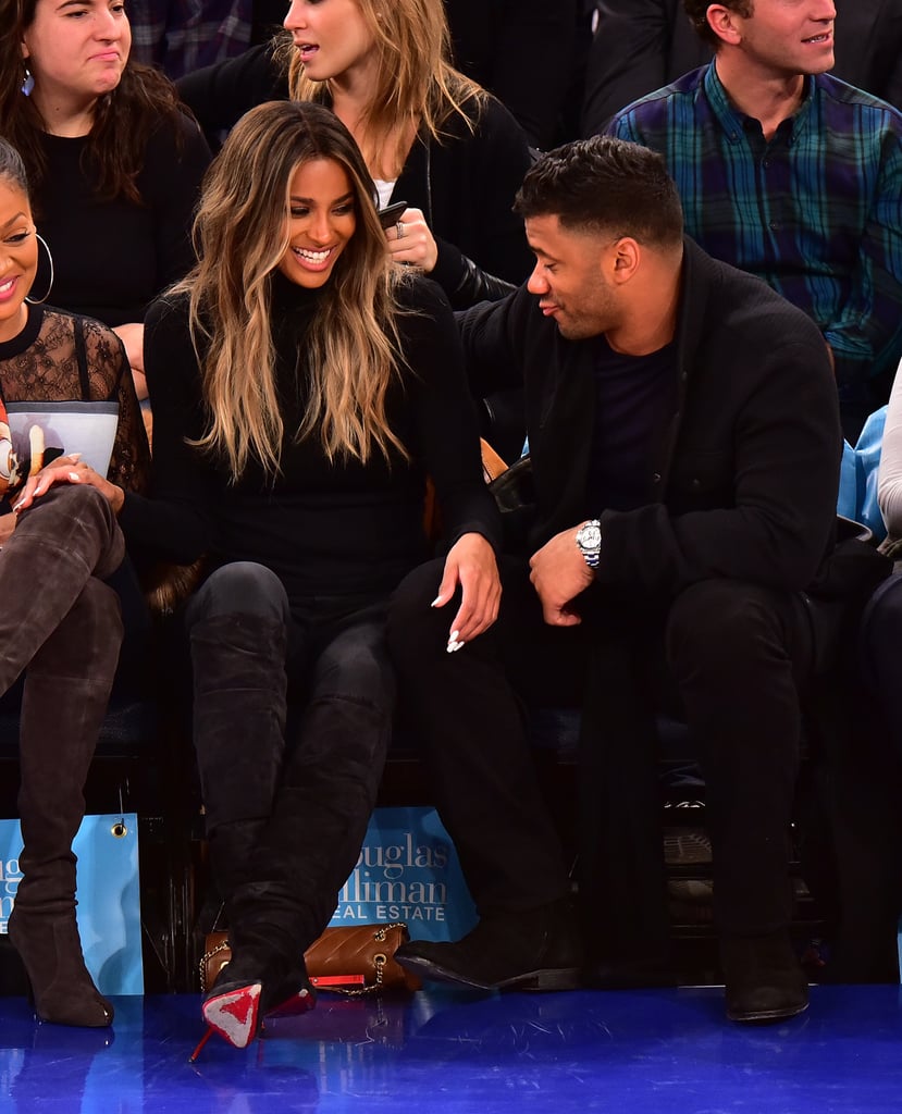 Ciara and Russell Wilson at Knicks Game February 2016