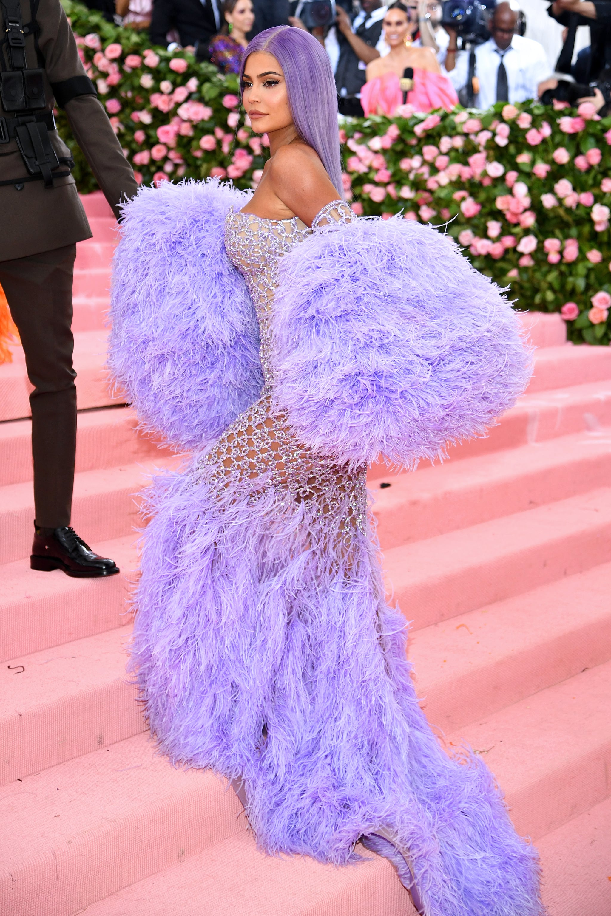 Kylie Jenner, Lavender Dress, Strapless, Versace Dress