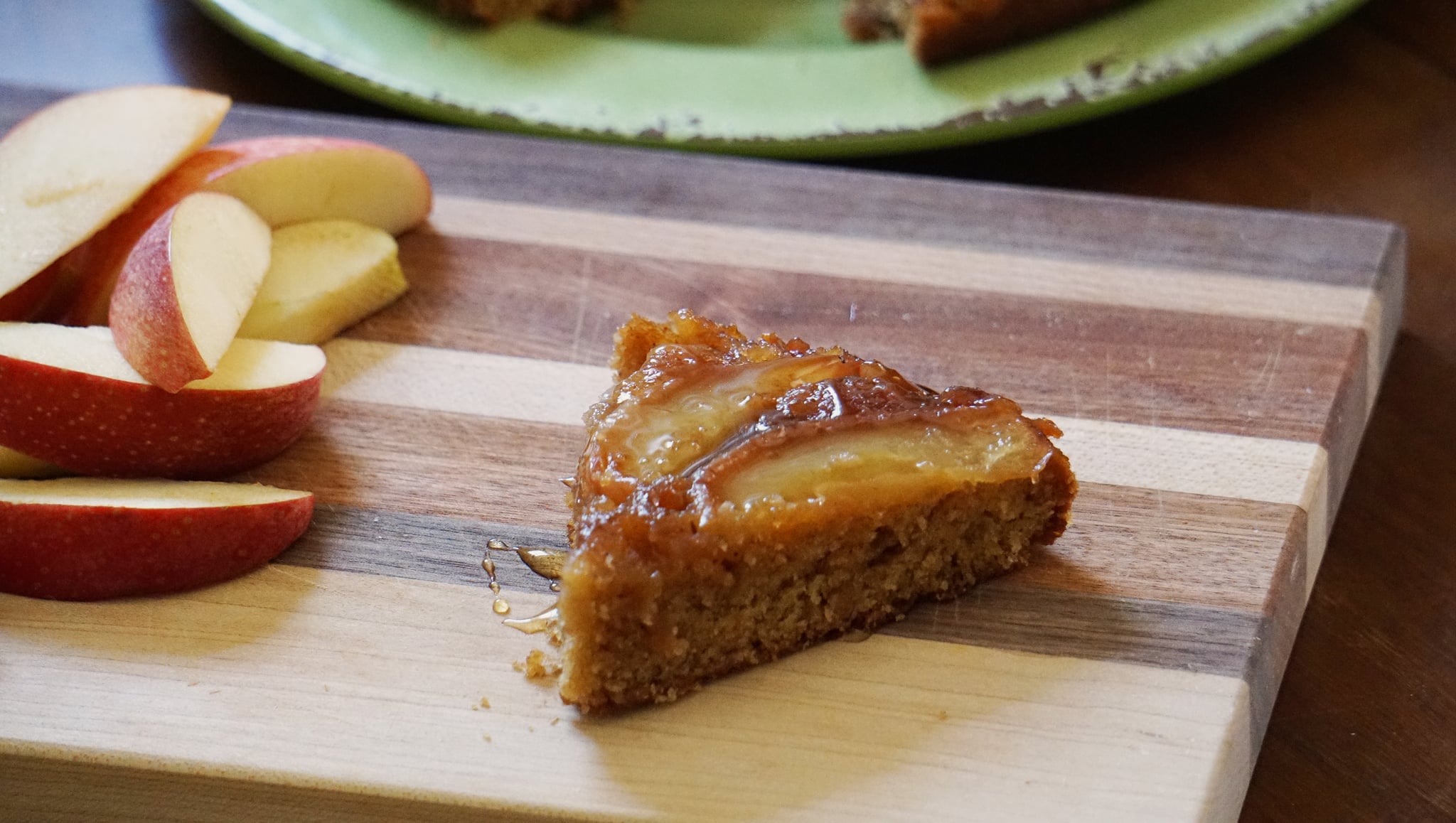 apple honey upside down cake for rosh hashanah dessert: slice