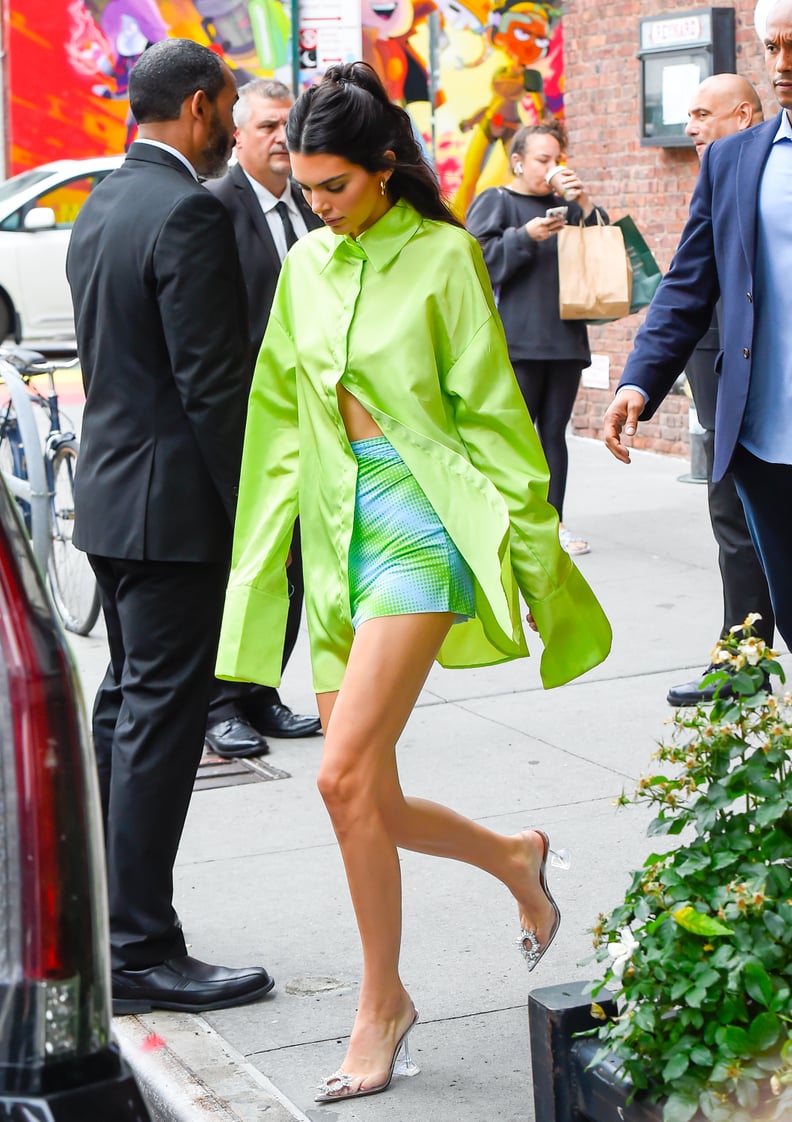 Kendall Jenner in Amina Muaddi Shoes