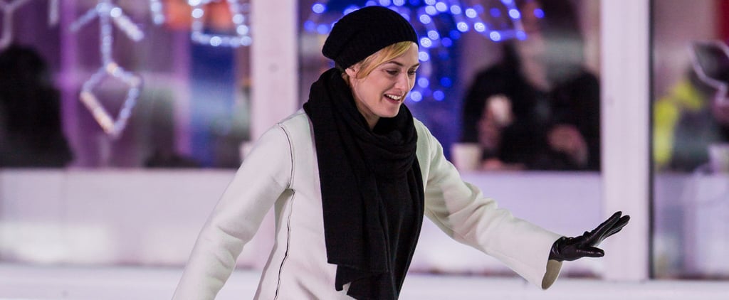 Kate Winslet Ice-Skating on Movie Set Photos February 2016