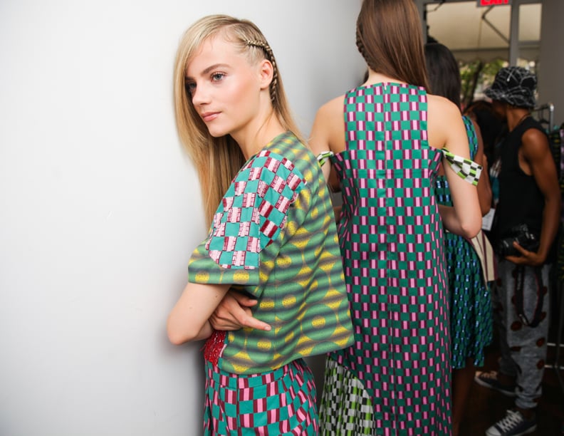 A Model Backstage at the Lisa Folawiyo Presentation