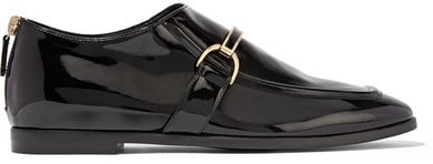 Stella McCartney's collection is all vegan, high end, and super chic. The items might be pricey, but they are worth the investment.  
Stella McCartney Faux Patent-leather Loafers ($740)