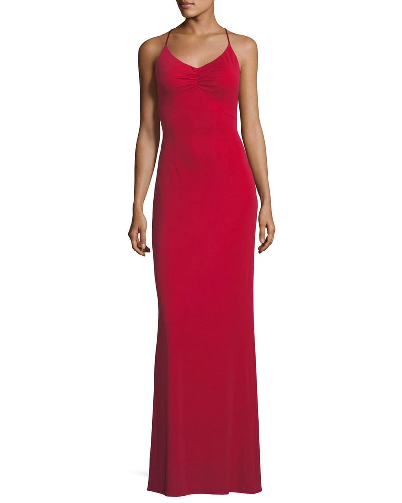 Maria Bianca Nero Donna Crisscross Backless Long Gown | Emily Ratajkowski Red Dress From Windsor 