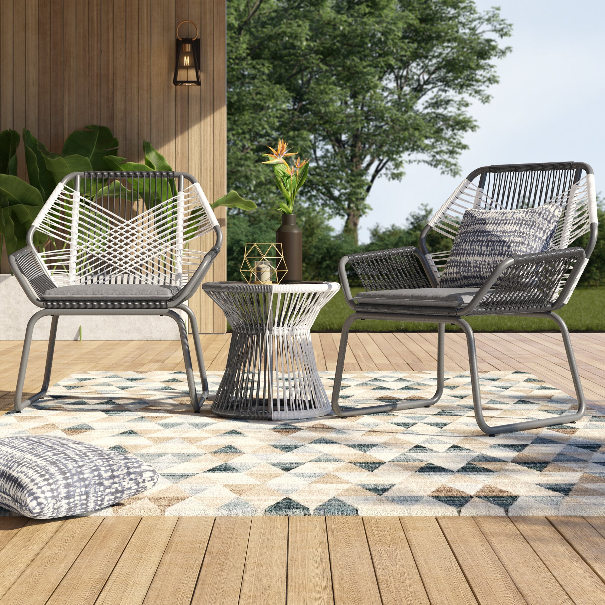 Falmouth 3 piece rattan seating group with cushions sale