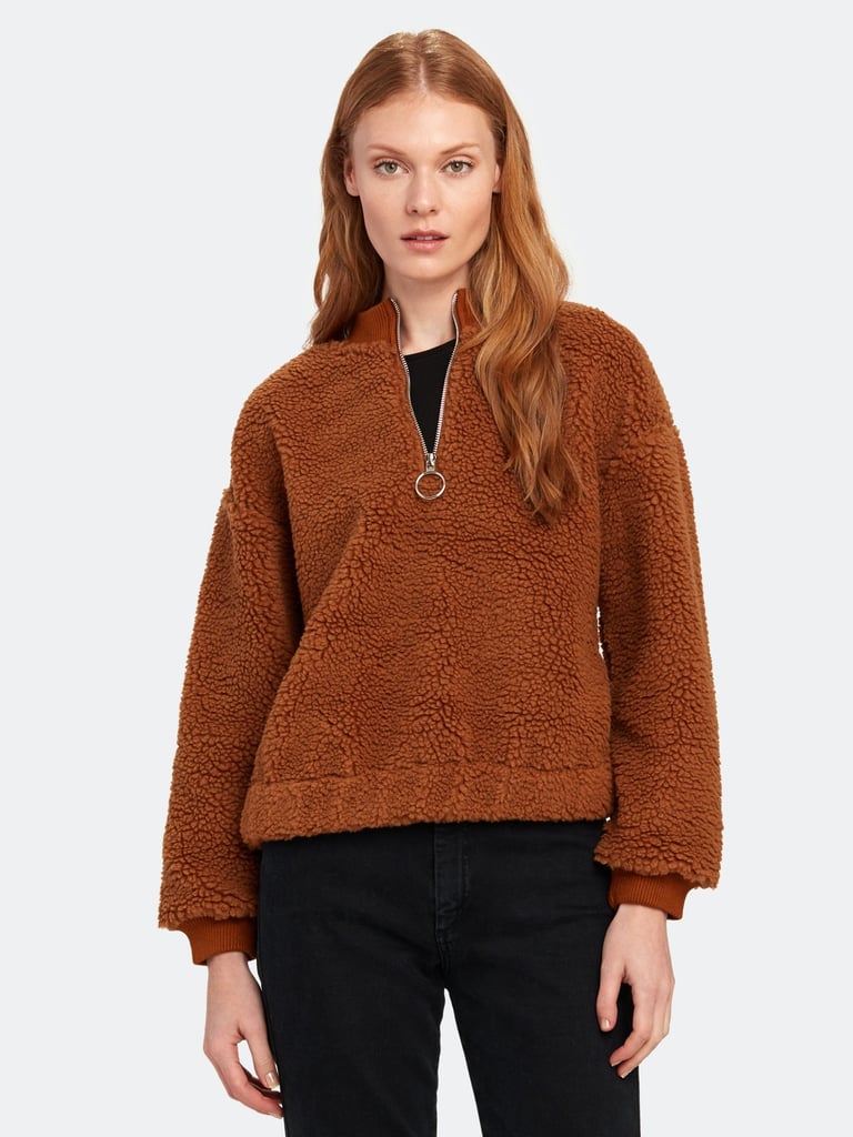 J.O.A. Mock Neck Teddy Fur Pullover