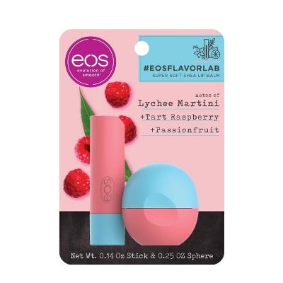 Eos Flavour Lab Lip Balm Stick and Sphere in Raspberry Lychee