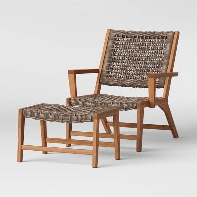 Project 62 Lena Wood & Rope Patio Chair with Ottoman