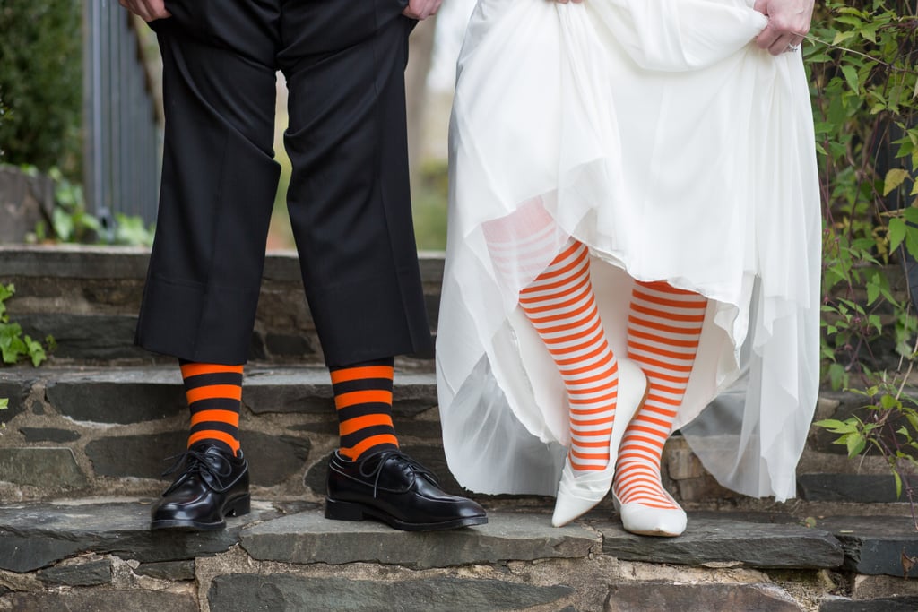 Matching socks that aren't visible are a sweet detail for just you and the groom.