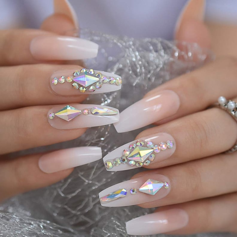For a Bling Moment: CoolNail Long 3D Bling Pink Nude French Ballerina Nails