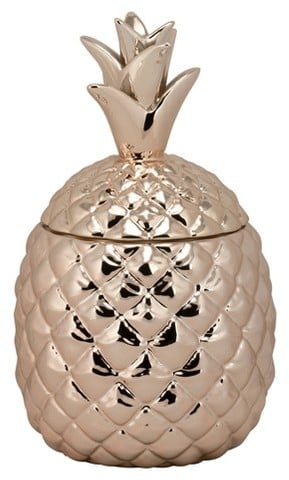 A container in the shape of a pineapple that's also rose gold!
10 Strawberry Street ; Ceramic Pineapple Canister - Rose Gold ($40)