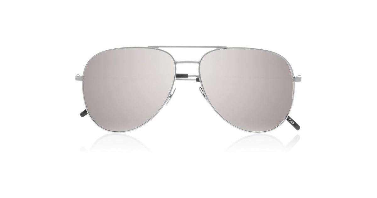 Saint Laurent Aviator-Style Silver-Tone Mirrored Sunglasses ($360 ...