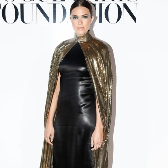 Mandy Moore in Gold Cape in Paris