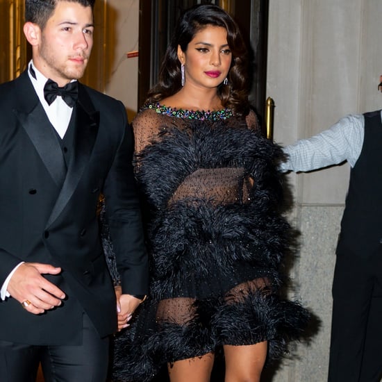 Priyanka Chopra Black Feather Dress and Heels 2019