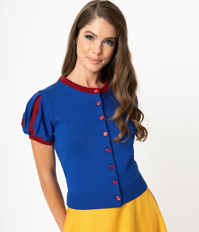 Elhoffer Design Blue and Red Poison Apple Princess Knit Cardigan