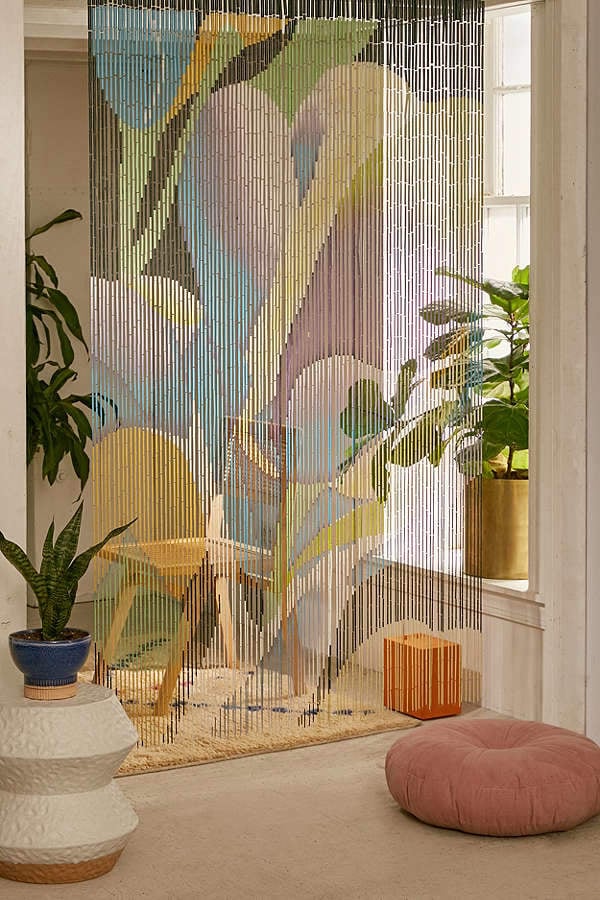 Urban Outfitters Floral Bloom Oversized Bamboo Beaded Curtain
