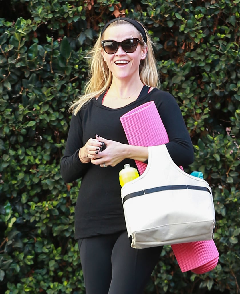 Reese Witherspoon left a Wednesday yoga class in LA with a smile.
