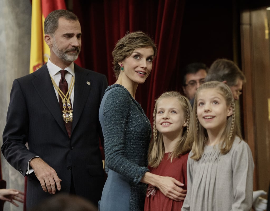 With Princess Leonor and Infanta Sofía at the opening of the Spanish Parliament in Madrid.