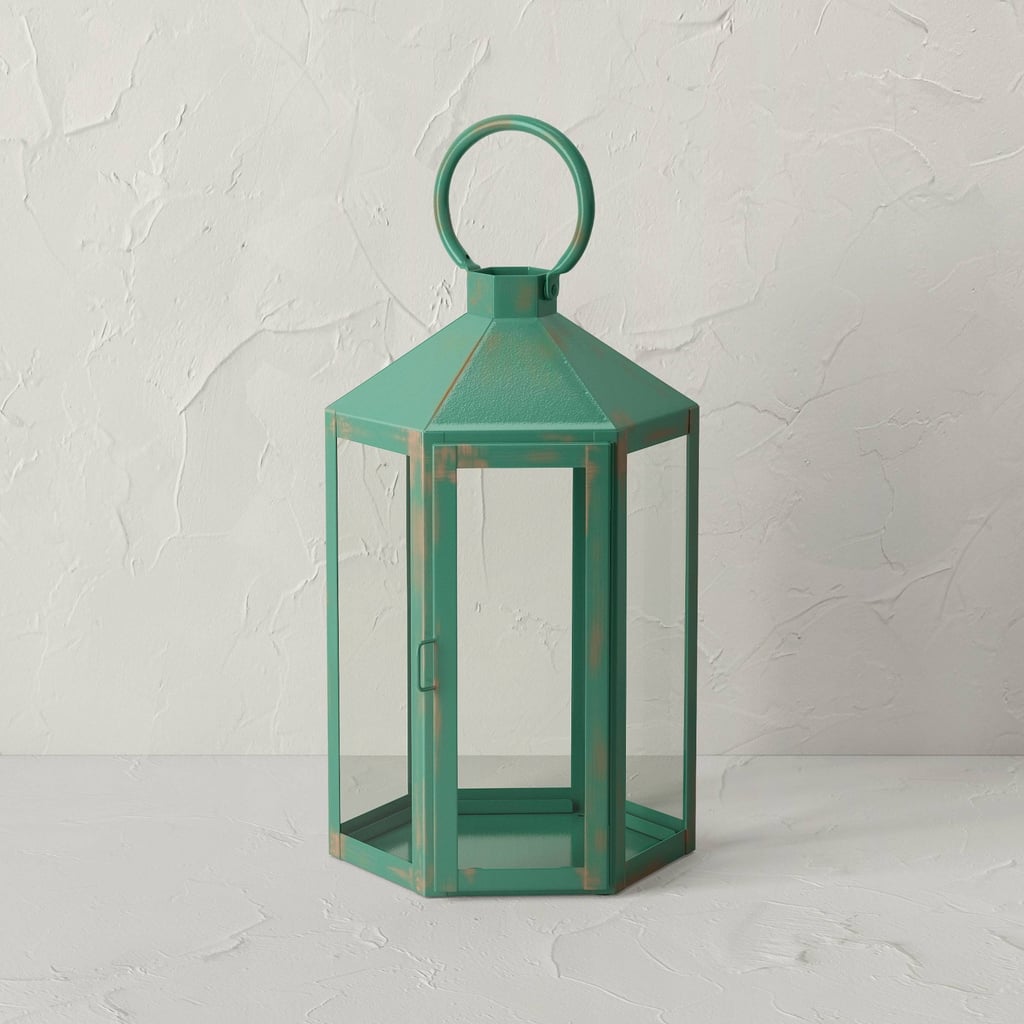 An Old-School Lantern Holder: Opalhouse x Jungalow Iron/Glass Outdoor Lantern Candle Holder