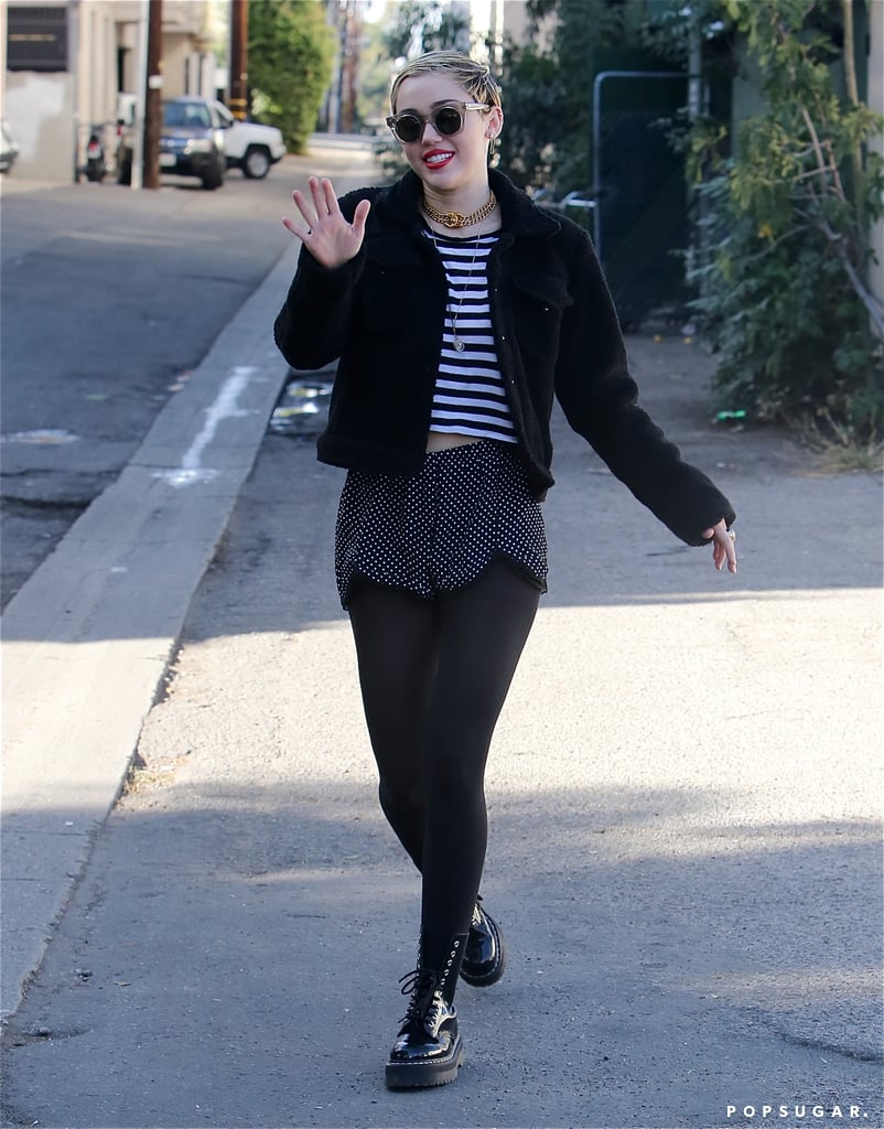 Miley Cyrus was in a smiley mood in LA on Sunday.
