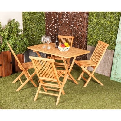 Olivia and May 5pc Traditional Teak Wood Patio Dining Set