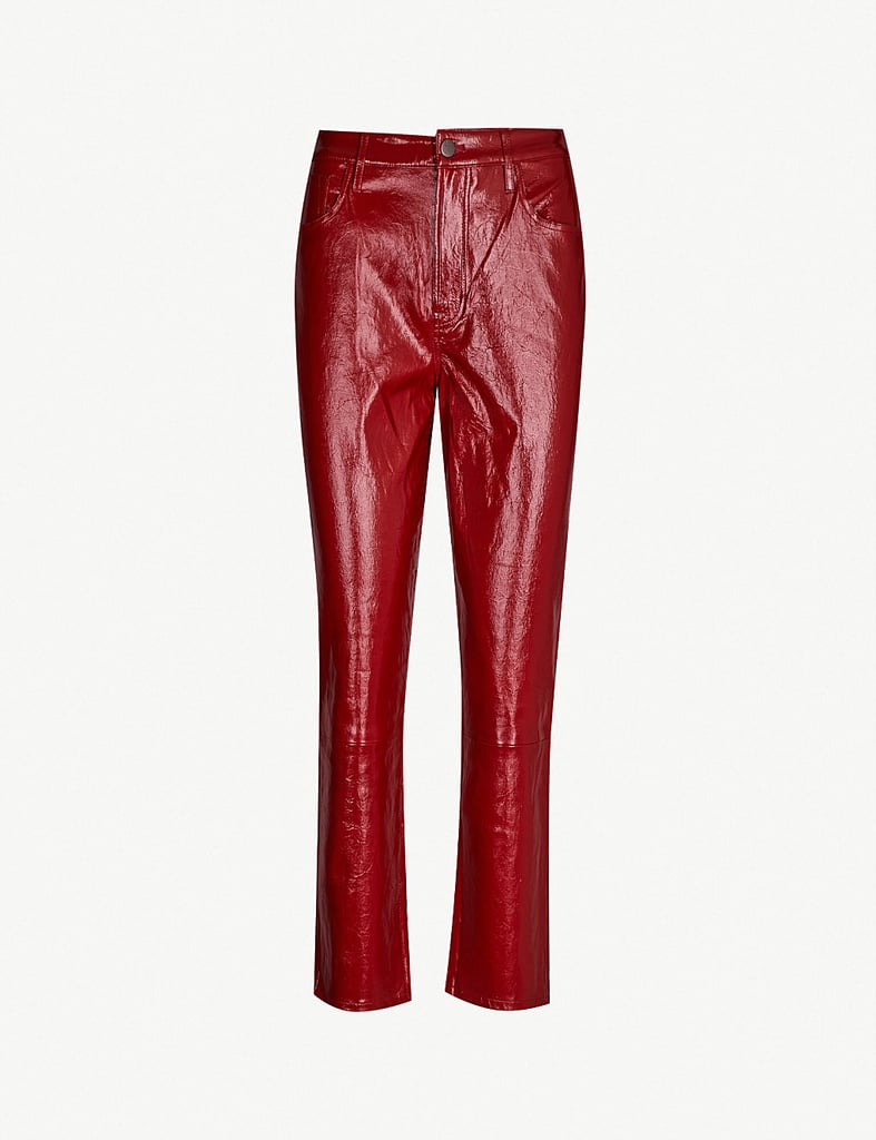 J Brand Ruby Slim-Fit High-Rise Patent Leather Trousers