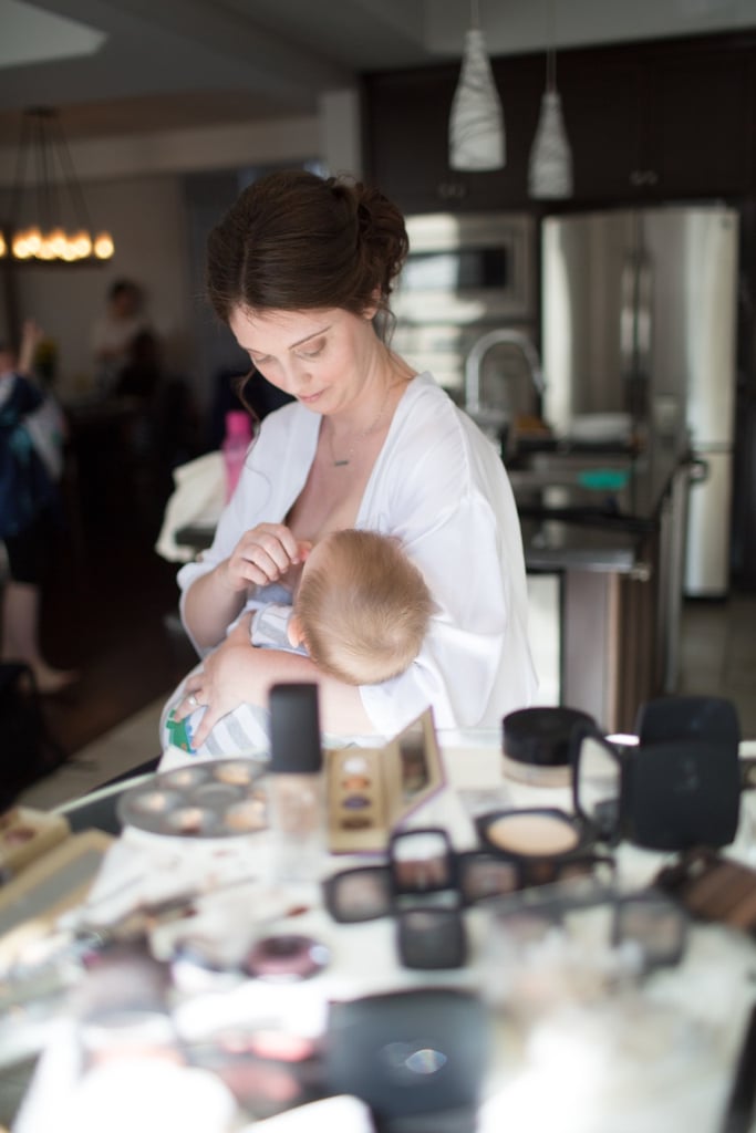 Photo of Bride and Bridesmaids Breastfeeding Together