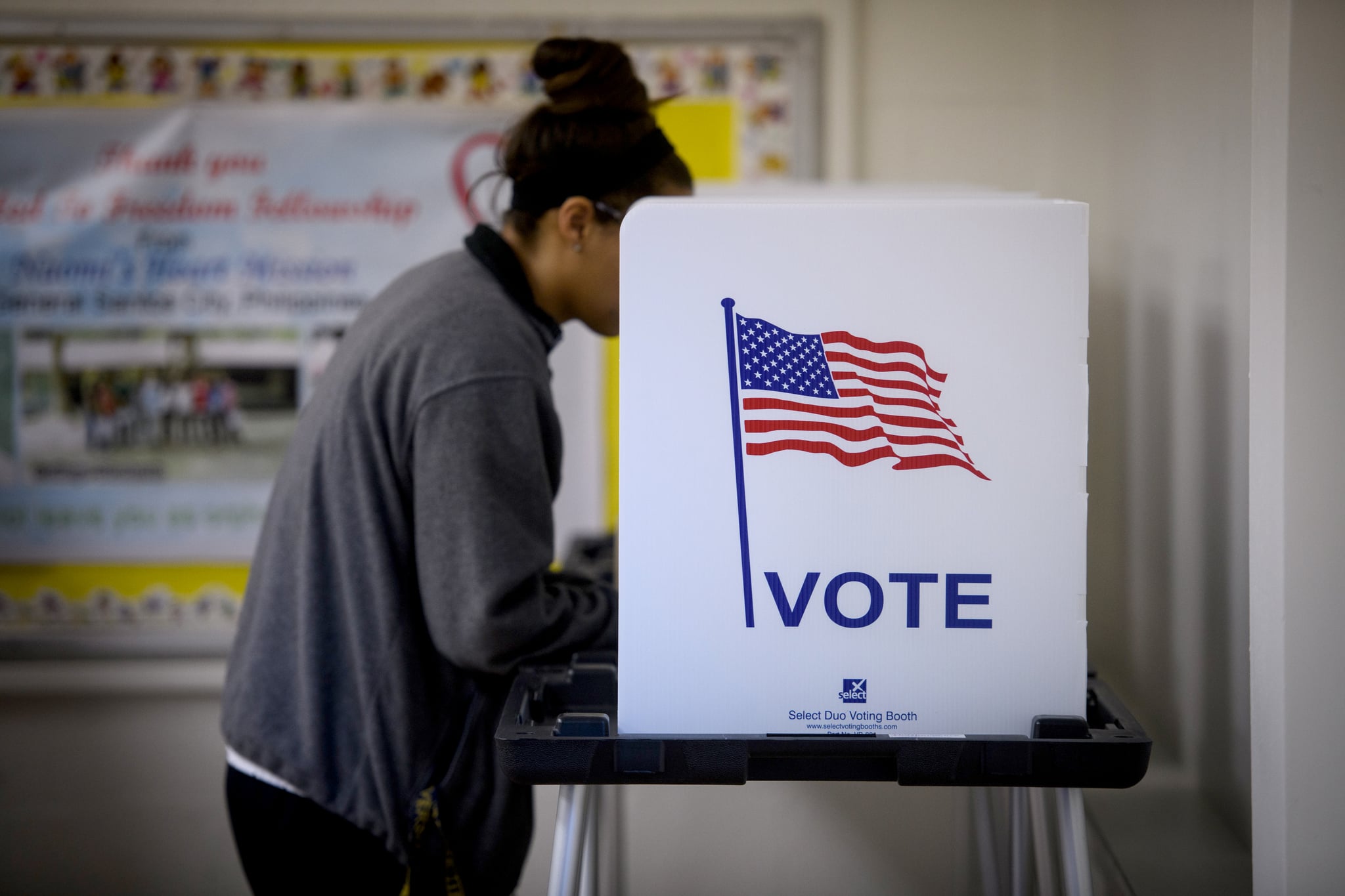 CAMBRIDGE, OH - NOVEMBER 06: A woman casts her votes the Called to Freedom Fellowship Church polling location on Election Day on November 6, 2018 in Cambridge, Ohio. Turnout is expected to be high nationwide as Democrats hope to take back control of at least one chamber of Congress. (Photo by Justin Merriman/Getty Images)