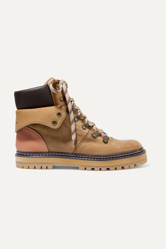 See by Chloé Leather-Trimmed Nubuck Ankle Boots