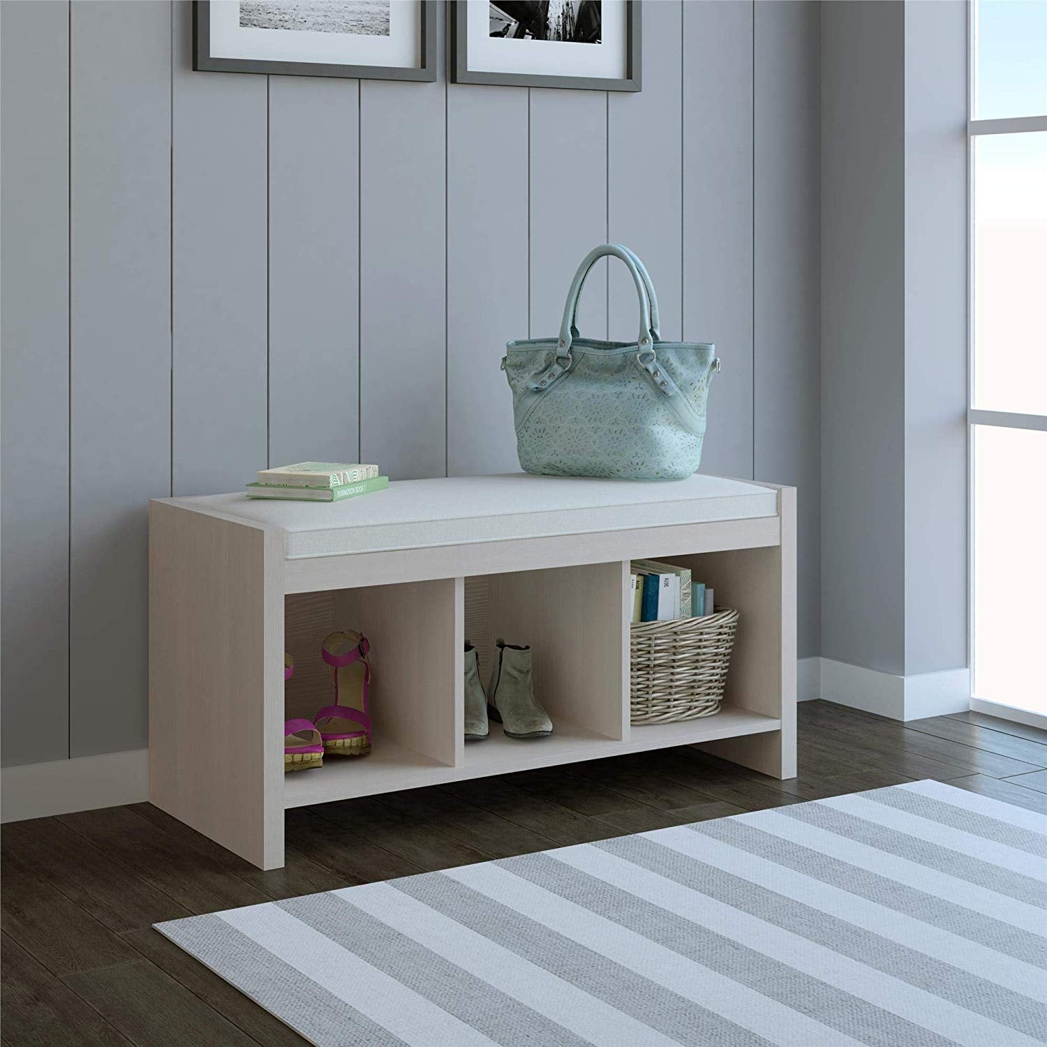 Ameriwood Home Penelope Entryway Storage Bench Small Dorm These