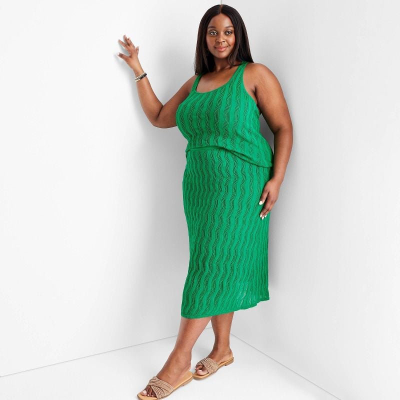A Lace Tank Top and Skirt Set