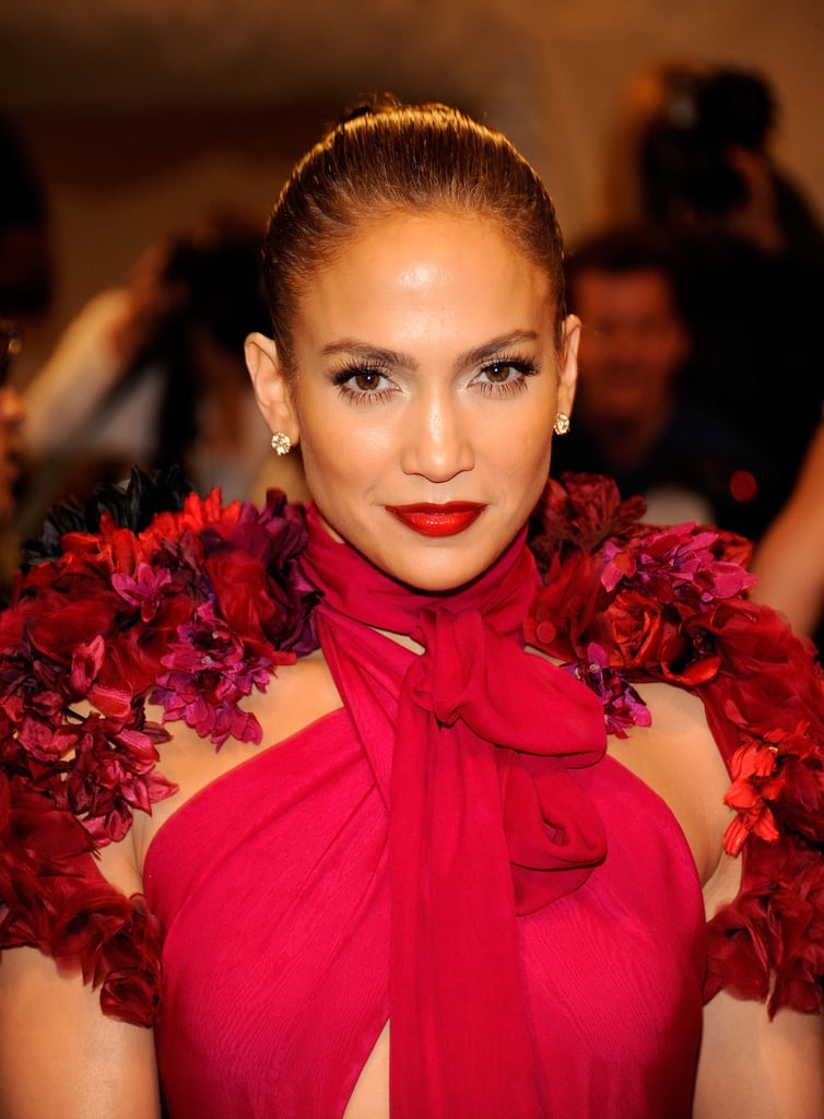 It's rare to see Jennifer in anything but her signature neutral lip look, but at the 2011 Met Gala, she coupled a fuchsia Gucci gown with a candy apple-red lipstick.