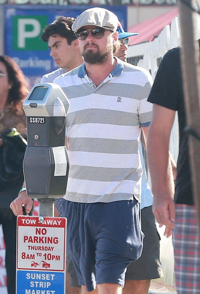 Leonardo DiCaprio walked around West Hollywood with friends on Thursday.