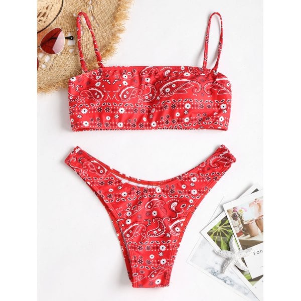 Rose Low Waisted Printed Bikini